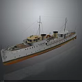 Vintage White Hull Ship Model With Orange Bottom Two Chimneys Upper Deck And Windows 3d model