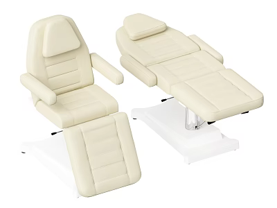 Comfortable Ivory Medical Treatment Table And Chair With Ergonomic Design For Clinic 3d model
