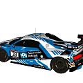Audi R8 LMS Race Car With Blue White Livery And Sponsor Logos Number 33