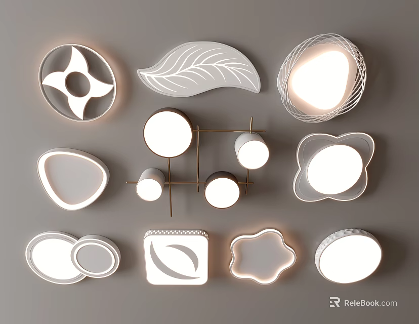 Modern Decorative Illuminated Ceiling Lights In Various Creative Shapes And Stylish Designs 3d model 