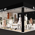 Modern Fashion Clothing Store Interior With Mannequins Apparel Racks And Shoe Displays