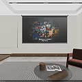 Modern Zen Style Living And Dining Interior With Cozy Sofa Home Theater And Indoor Greenery