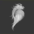 Game Film Character 3D Model With White Long Hair High Bun Flowing Ornaments Exquisite Styling