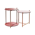 Modern Round Coffee Tables With Copper Metal Frames And Marble Glass Tabletops 3d model