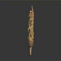 Wooden Sculpture Carving with V Shaped Design and Woven Texture Details