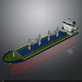 Large Cargo Ship With Multiple Cranes On Deck And Green Blue Hull Structure