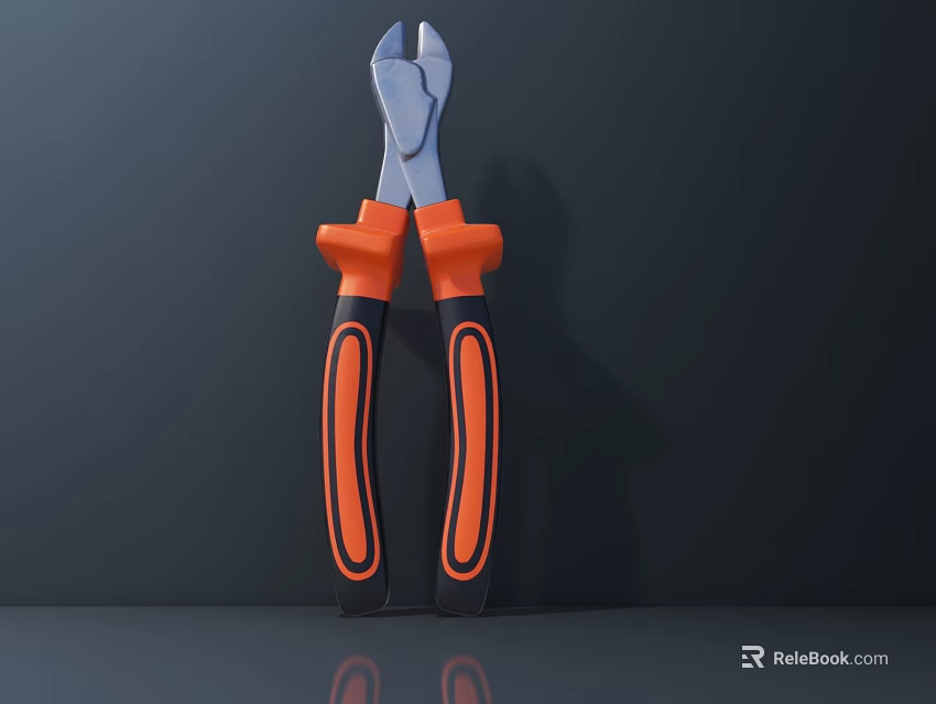 Durable Hardware Pliers With Orange Black Non Slip Handles For Grip 3d model 
