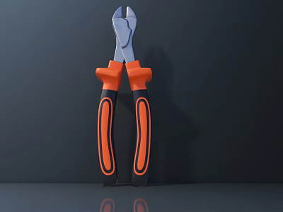 Durable Hardware Pliers With Orange Black Non Slip Handles For Grip 3d model
