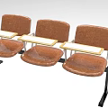 Three Row Brown Classroom Seats With White Writing Desks And Metal Frames