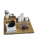 Elegant Decorative Ornament Set With Candles Mini Bicycle Model Pencils Books Coffee Cup And Tray