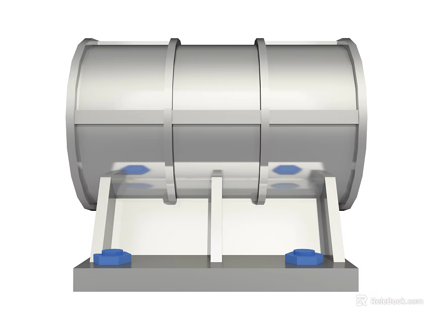 Industrial Equipment Featuring Cylindrical Drum On Metal Base With Blue Support Feet 3d model 