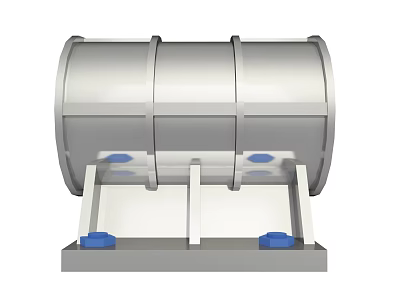 Industrial Equipment Featuring Cylindrical Drum On Metal Base With Blue Support Feet 3d model