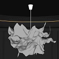 Elegant White Flower Shaped Chandelier In Modern Interior With Dark Walls And Decorative Ceiling