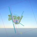 Aerial View Planning of Modern Residential Community with River Green Spaces and Road Network