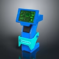 Blue Self Service Kiosk with Green Interface Display Screen and Dynamic Type Label