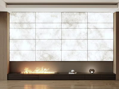 Modern Foyer Hallway With Marble Wall And Wooden Flooring 3d model