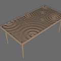 Sleek Modern Dining Table With Wooden Frame And Wave Pattern Textured Tabletop 3d model