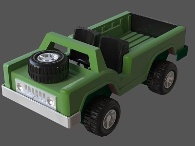 Green Kids Electric Toy Truck with Black Seats White Front Grille and Plastic Wheels 3d model