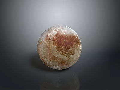 Decorative Household Ball With Brown And White Texture On Black Surface Showing Reflection 3d model