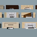 Various Modern Reception Desk Designs With Wooden Counter And Stone Wall Panels
