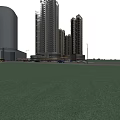 Modern Commercial Street With High Rise Buildings Shops And Night Lighting