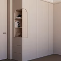 Modern White Wardrobe Interior With Open Storage Compartment Wooden Accents And Lighting