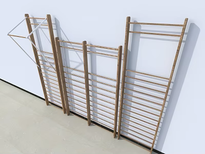 Wooden Indoor Sports Training Equipment with Multi Structure Climbing Frames and Horizontal Bars 3d model