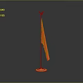 Golden Flagpole With Red Flag And Golden Base On Gray Background