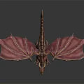 Red Mythical Dragon Fantasy Character With Extended Wings And Scaled Body