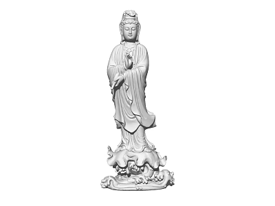 Exquisite Guanyin Bodhisattva Sculpture With Graceful Robes And Lotus Base Design Hand Carved Religious Artwork 3d model