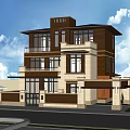 Modern Detached Villa Exterior With Two Story Design Garage Green Trees And Family