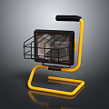 Portable Work Light With Yellow Stand Black Handle And Metal Guard 3d model