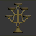 Golden Decorative Candelabra With Multiple Candle Holders And Ornate Base