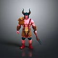 Horned Barbarian Warrior Character With Bare Chest Leather Skirt And Spiked Weapon