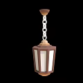 Classic Wooden Hanging Lamp With Glass Panels And Metal Chain Design