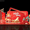 Red Themed Art Installation Featuring Dragon Figure And Traditional Decorations For 2026 New Year