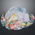 Artistic Stone Wood Creation With Colorful Leaf Decorative Details