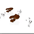 Brown Ganoderma Mushroom Clusters With Transparent Small Crystals On White Background 3d model