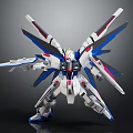 White Blue Red Mechanical Robot Figure With Large Wing Structure And Detailed Armor 3d model