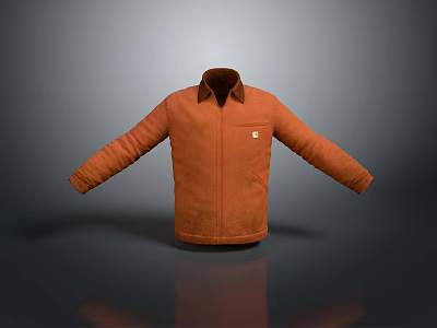 Orange Casual Jacket With Collar Long Sleeve And Front Pocket Design 3d model