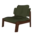 Stylish Green Leather Leisure Chair With Walnut Wood Frame And Thick Cushion