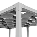 Outdoor Wooden Garden Pergola With Grid Roof Frame And Columns On Platform
