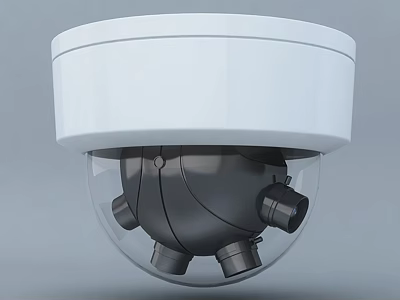 White Dome Projection Monitoring Camera With Transparent Cover And Black Internal Structure 3d model