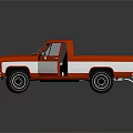 Red Pickup Truck 3D Model With Open Doors And Stylish Design