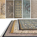 Various Square Rugs With Intricate Patterns And Classic Designs For Home Decor 3d model