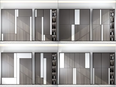 Modern Wardrobe Interior Design With Sleek Wood And White Panels Storage Shelves 3d model