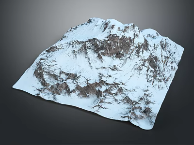 Snow Covered Mountain Themed Garden Landscape Design Featuring 3D Textured Rock Surfaces 3d model