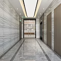 Modern Elevator Corridor Interior Design With Gray Wall Panels Flooring And Elevator Doors 3d model