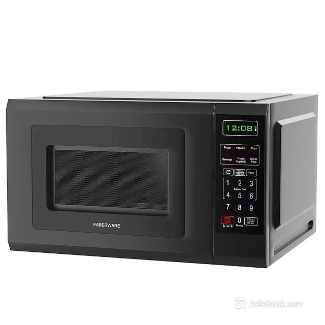 Black Digital Microwave Oven as Modern Kitchen Appliance with LED Display and Control Panel 3d model 