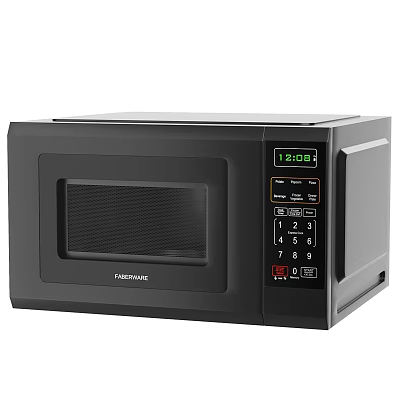 Black Digital Microwave Oven as Modern Kitchen Appliance with LED Display and Control Panel 3d model